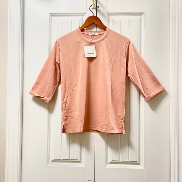 NWT Boxy 3/4 Sleeves Tee Shirt Pink - Picture 5 of 14